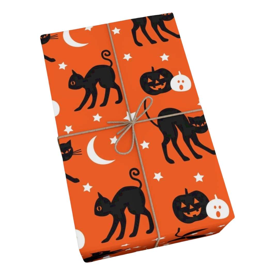 Black Cats and Pumpkins Gift Wrap - Happy Little Kitty