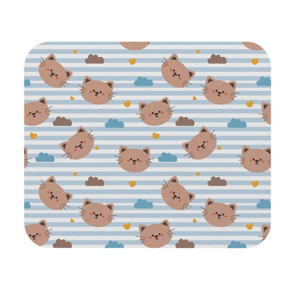 Blue Stripes Cat Mouse Pad - Happy Little Kitty