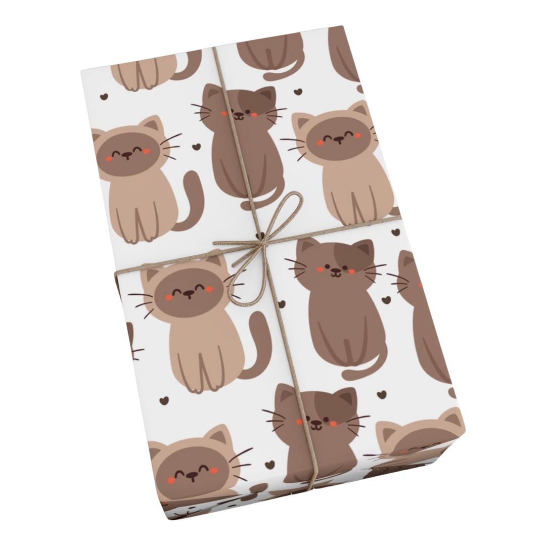 Brown Cat Gift Wrap - Happy Little Kitty