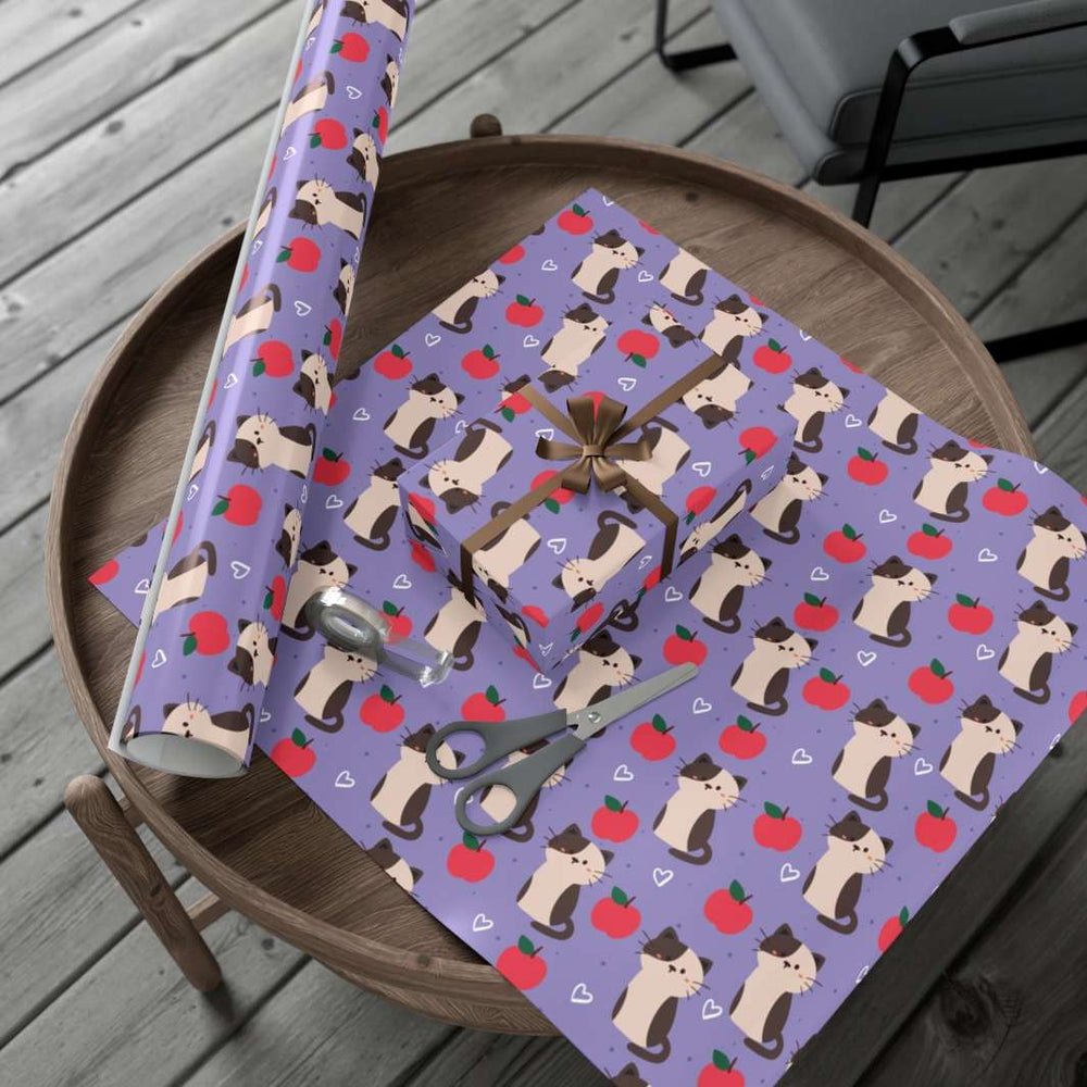 Cats and Apples Gift Wrap - Happy Little Kitty