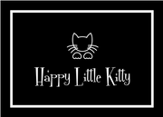 Black and white store logo- store name and outline of a kitty head and feet