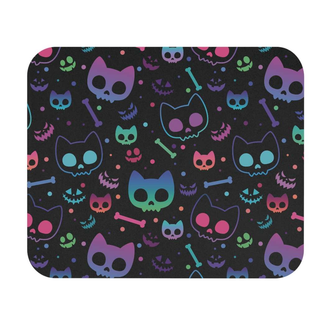 Neon Cat Skeleton Mouse Pad