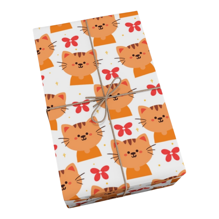 Orange Tabby Cat Gift Wrap- Happy Little Kitty