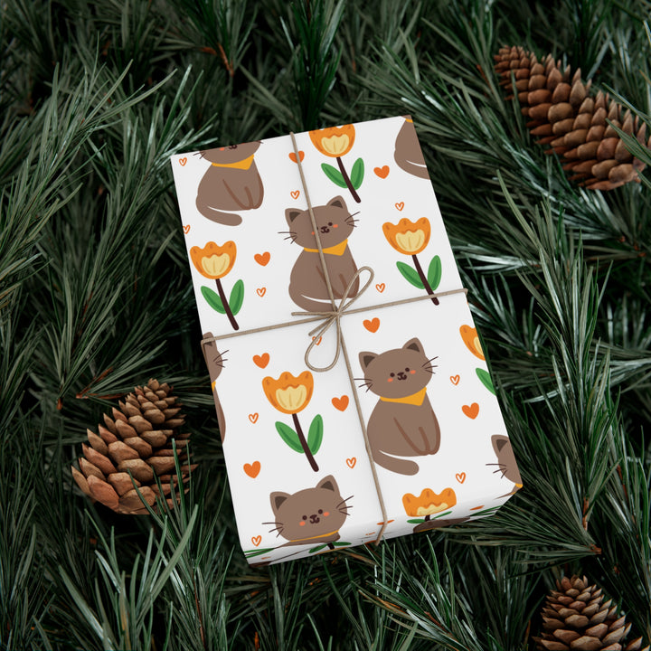 Purrfect Petals Gift Wrap - Happy Little Kitty