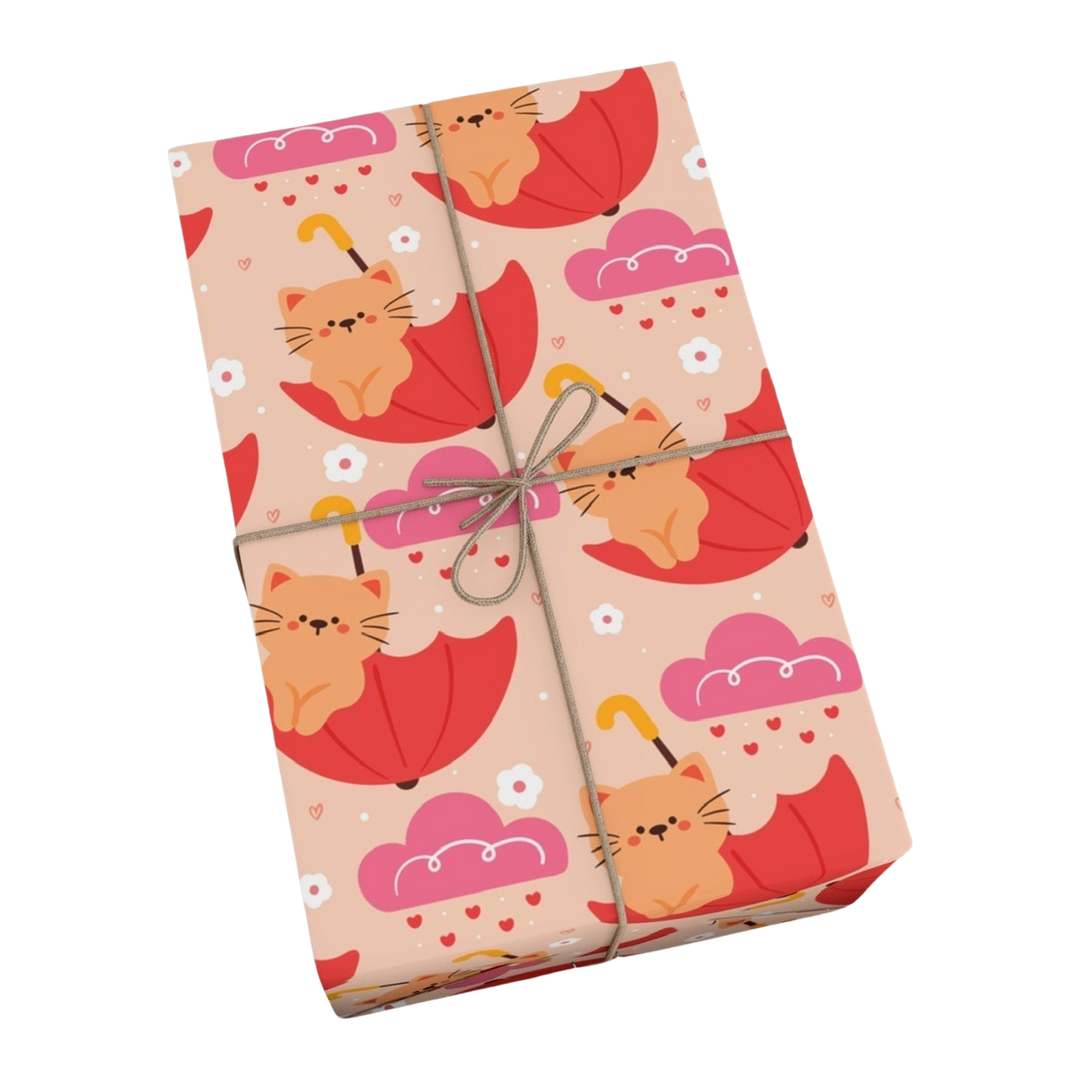 Umbrella Cats Gift Wrap - Happy Little Kitty