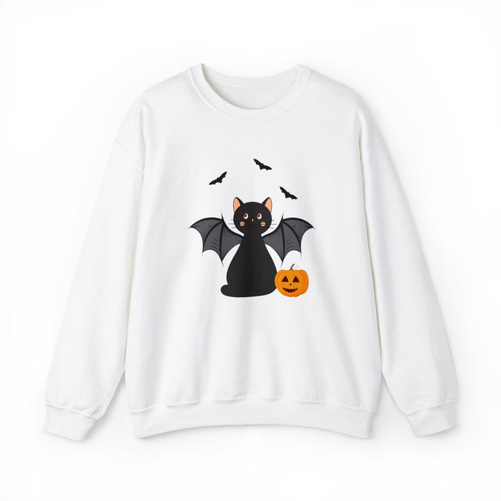Bat Cat Halloween Crewneck Sweatshirt- Happy Little Kitty