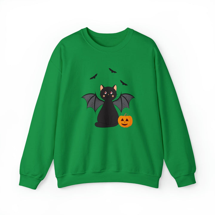 Bat Cat Halloween Crewneck Sweatshirt- Happy Little Kitty