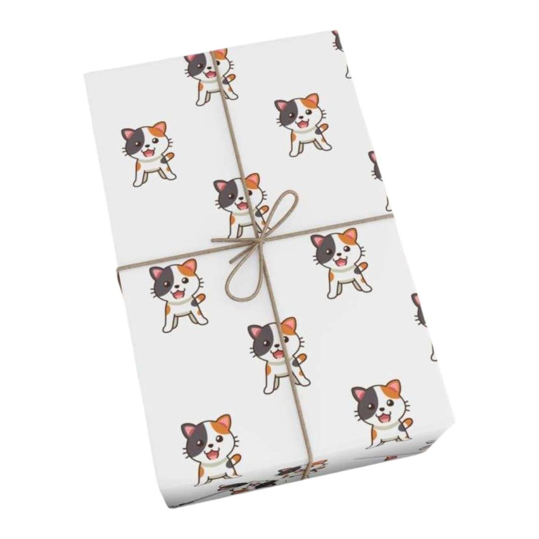 Calico Cat Gift Wrap - Happy Little Kitty