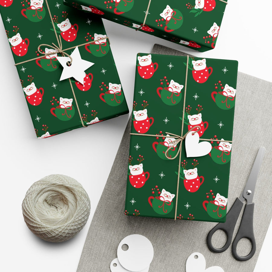 Cat Christmas Cup Gift Wrap - Happy Little Kitty