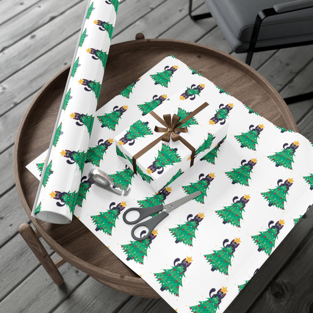 Cat Christmas Tree Gift Wrap - Happy Little Kitty