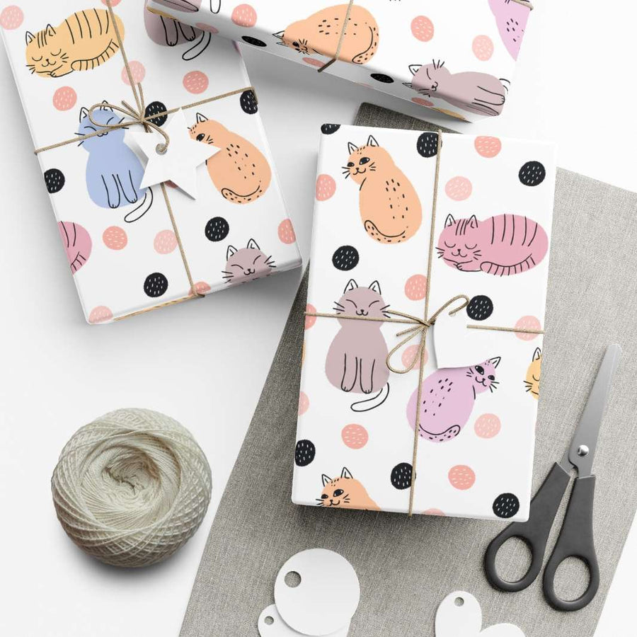 Cats and Dots Gift Wrap - Happy Little Kitty