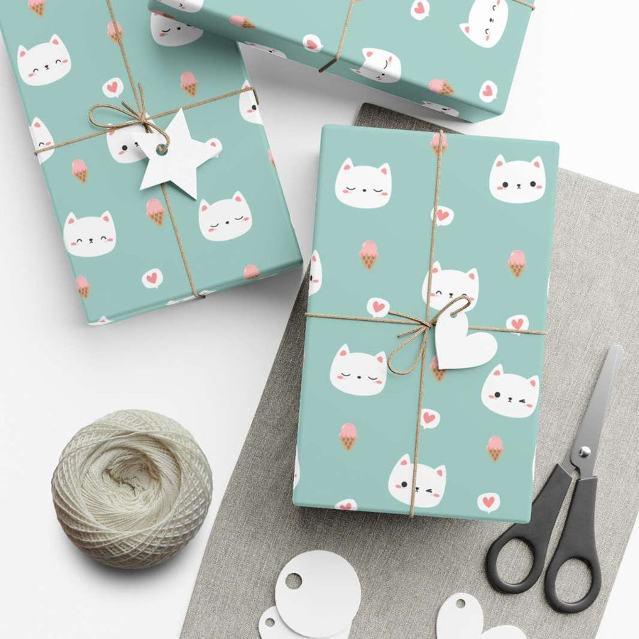 Cats and Ice Cream Gift Wrap- Happy Little Kitty
