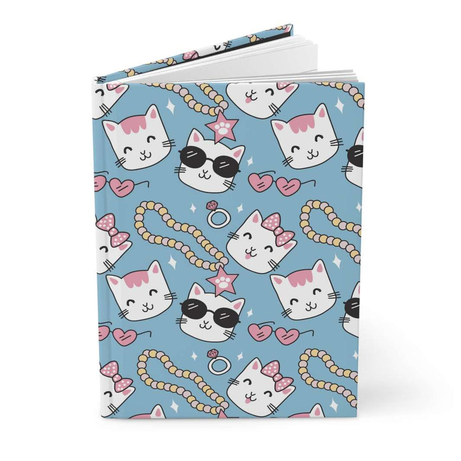 Cats and Pearls Hardcover Journal - Happy Little Kitty
