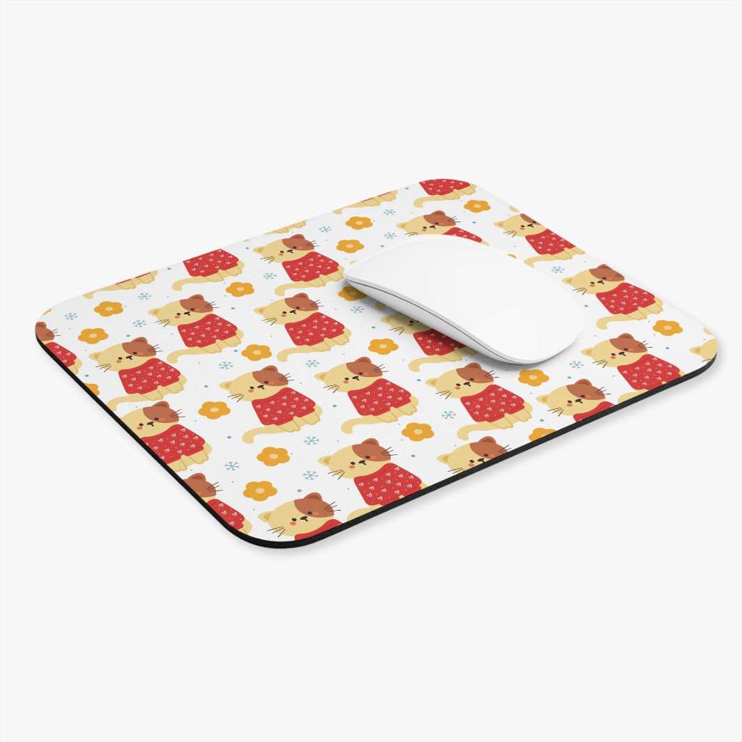 Heart Sweater Cat Mouse Pad