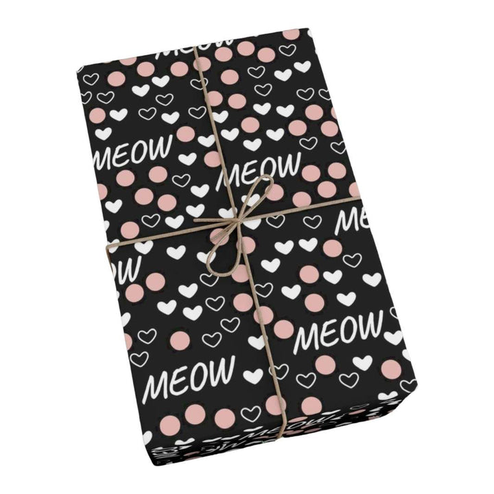 Meow and Hearts Gift Wrap