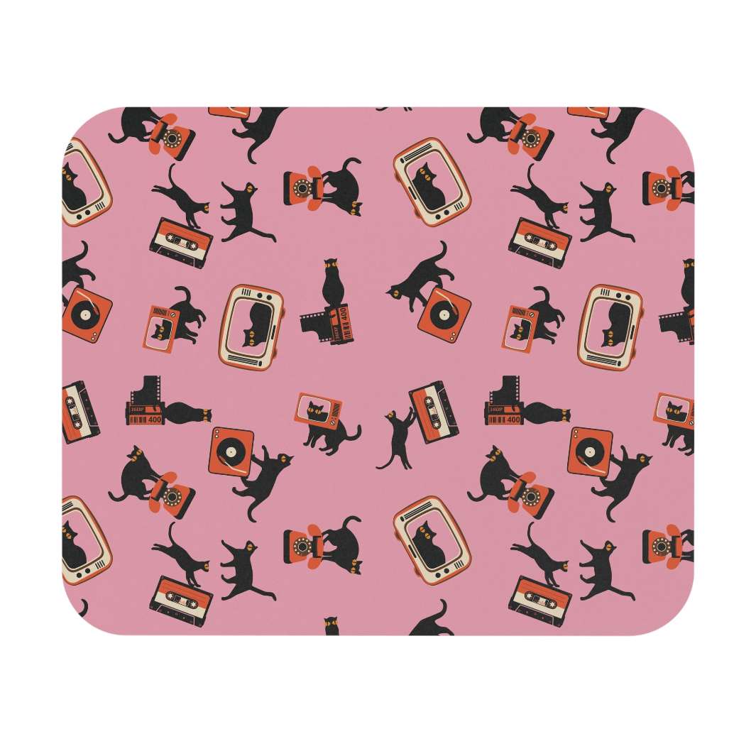 Retro Technology Cat Mouse Pad - Happy Little Kitty