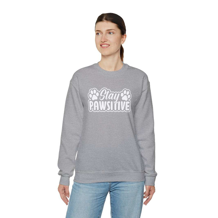 Stay Pawsitive Unisex Crewneck Sweatshirt - Happy Little Kitty