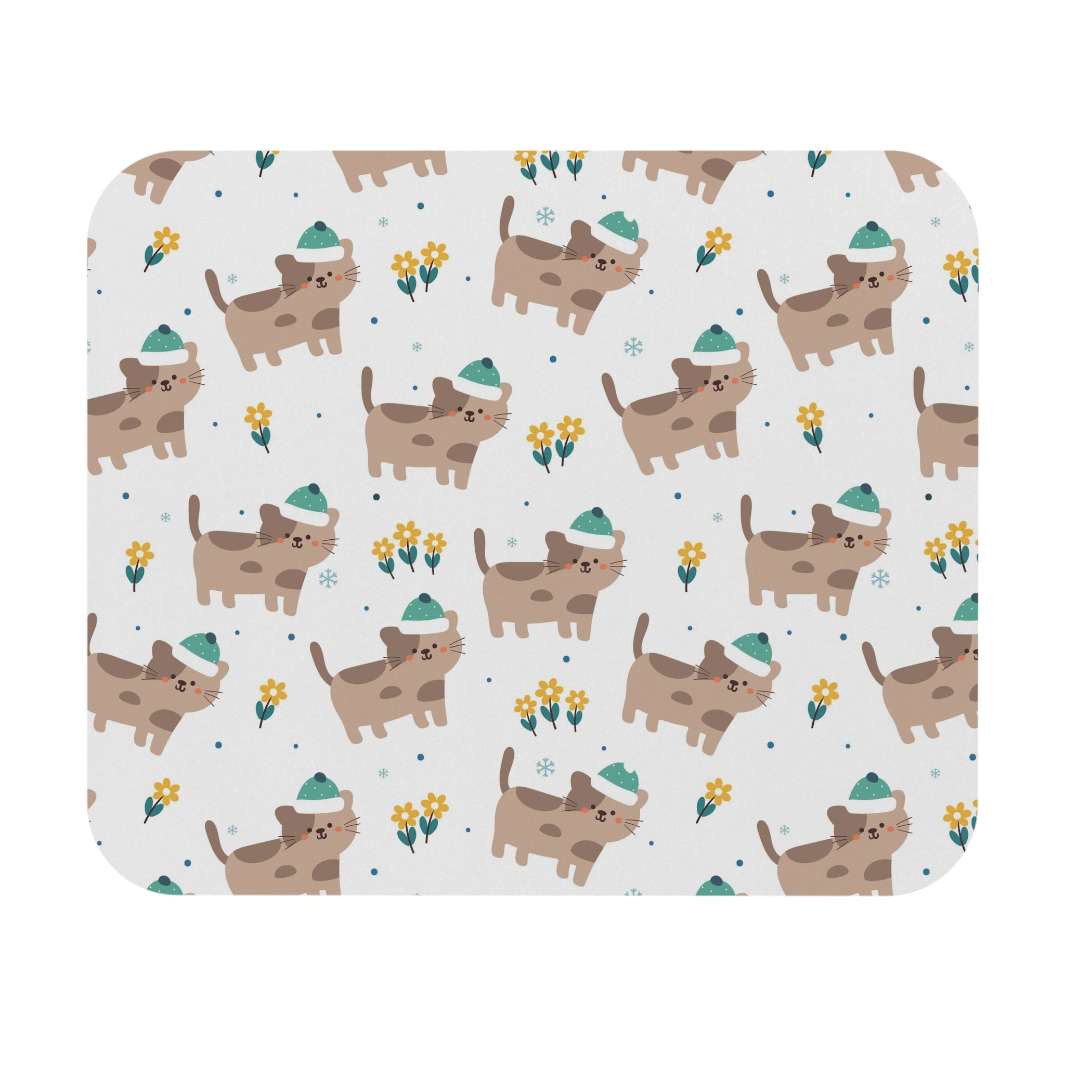 Stocking Hat Cat Mouse Pad - Happy Little Kitty