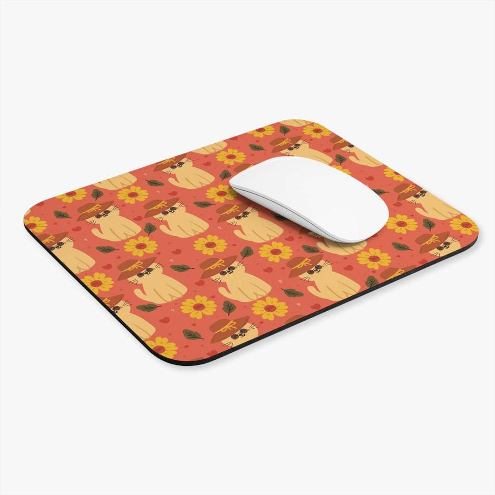 Straw Hat Cat Mouse Pad - Happy Little Kitty