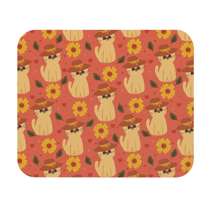 Straw Hat Cat Mouse Pad - Happy Little Kitty