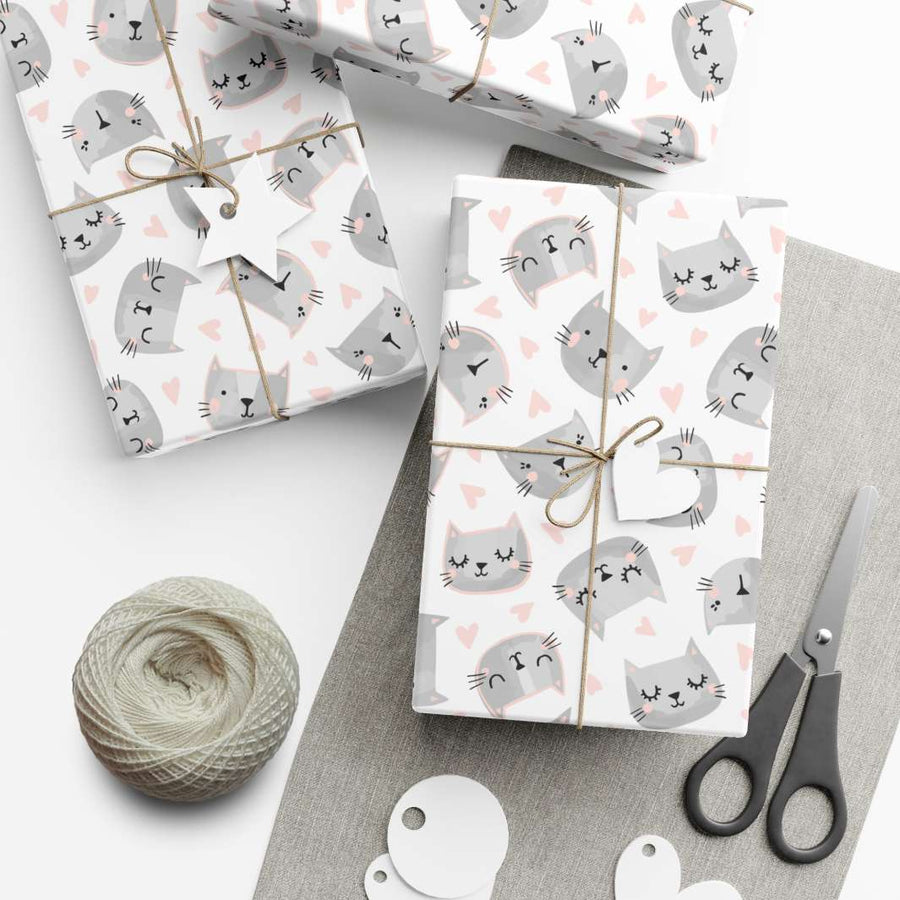Sweet Gray Kitty Gift Wrap - Happy Little Kitty
