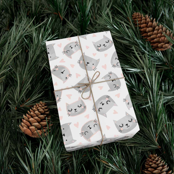 Sweet Gray Kitty Gift Wrap - Happy Little Kitty