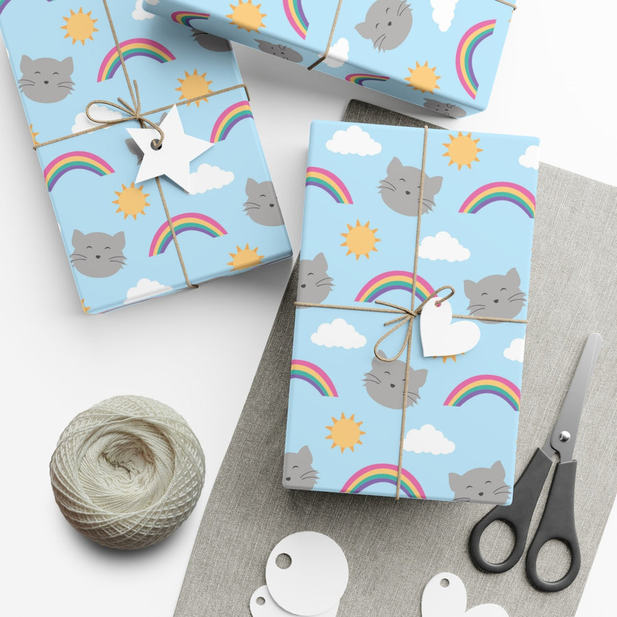 Blue Sky Kitty Gift Wrap - Happy Little Kitty