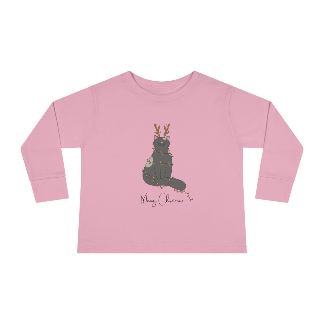 Bright Christmas Cat Toddler Long Sleeve Tee - Happy Little Kitty