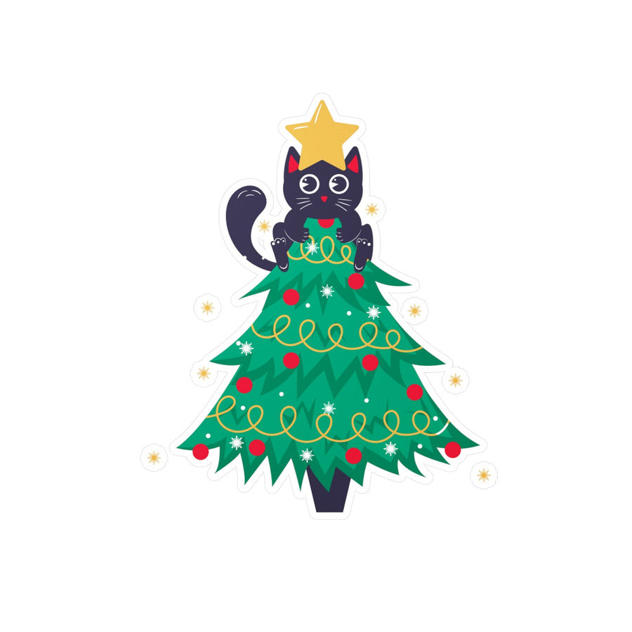 Cat Christmas Tree Sticker - Happy Little Kitty