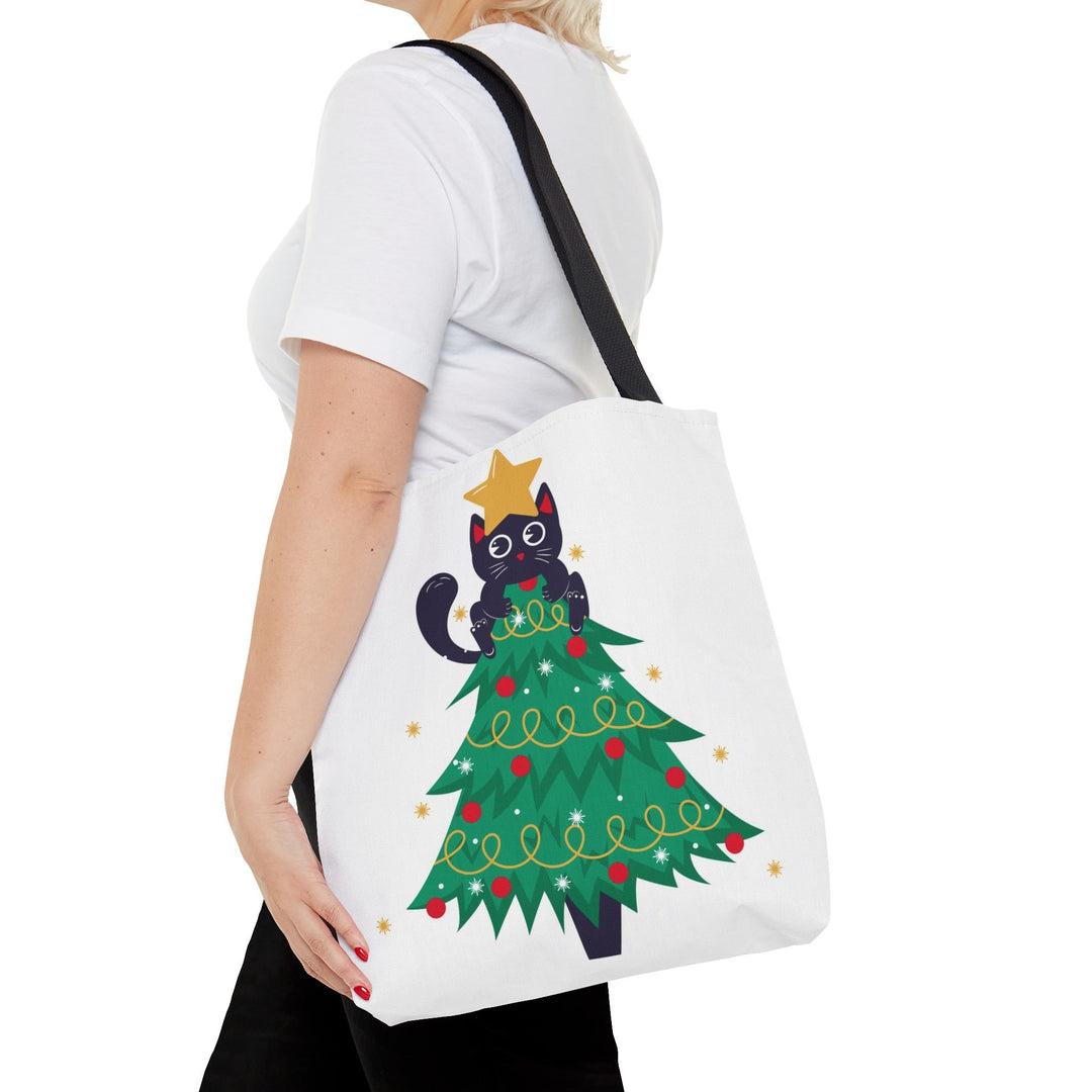 Cat Christmas Tree Tote Bag - Happy Little Kitty
