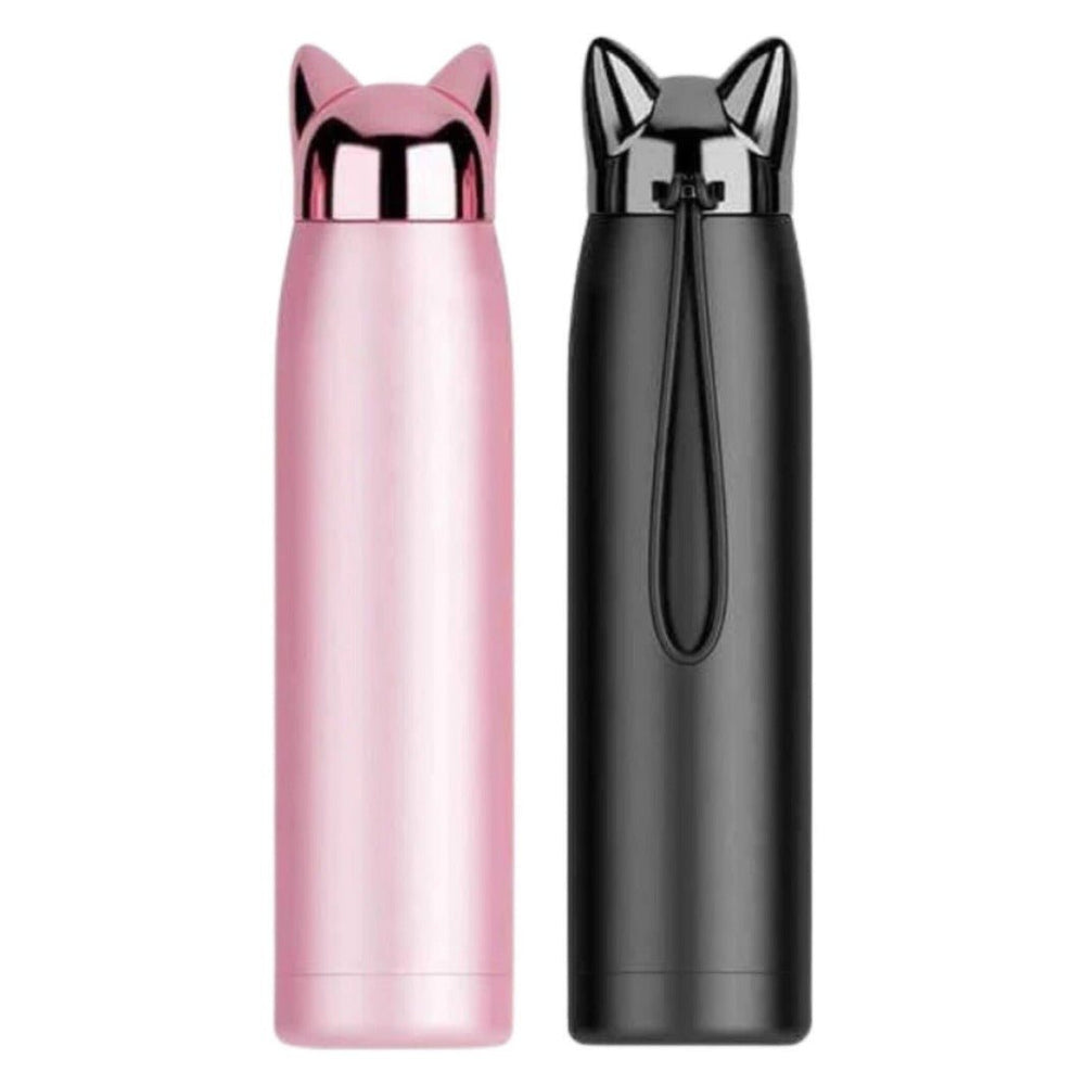 Cat Ear Stainless Steel Travel Bottle, portable beverage accessory, ready for gifting