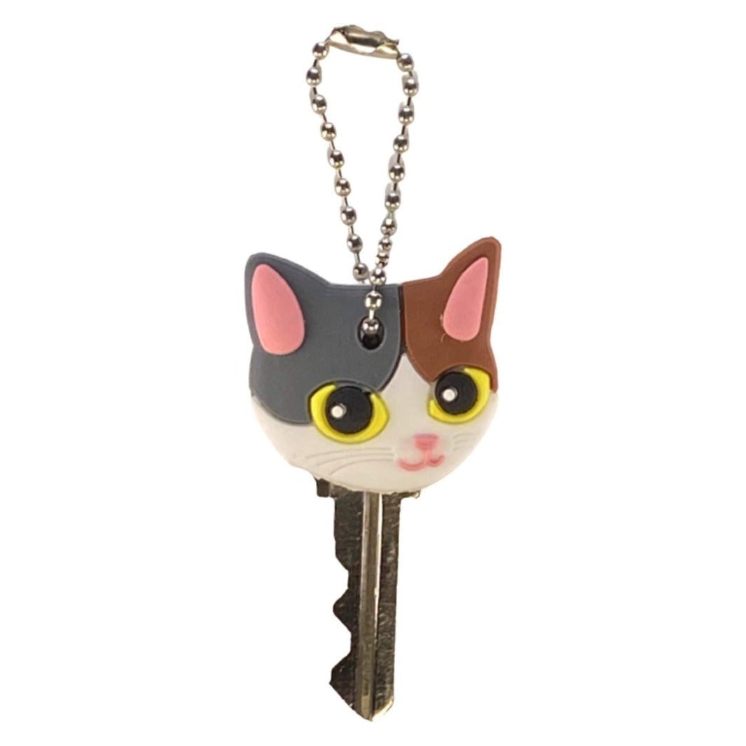 Calico cat silicone key cover for standard keys, cat-themed accessory