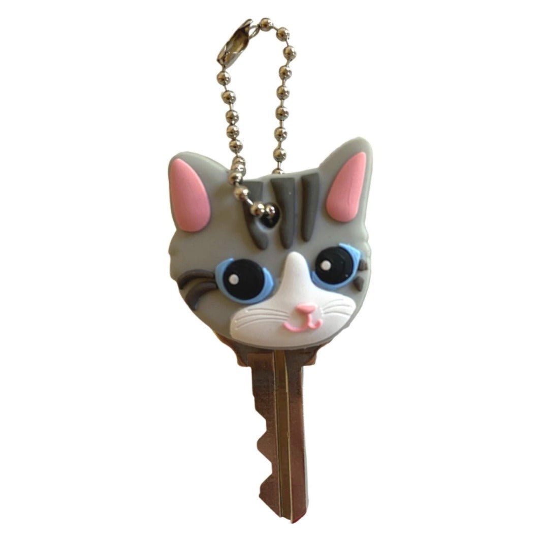 Detail of gray tabby cat face on Cat Key Cover – Gray Tabby
