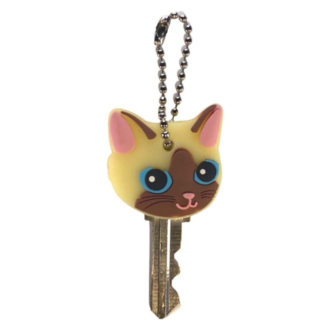 Siamese cat silicone key cover with blue eyes and brown ears