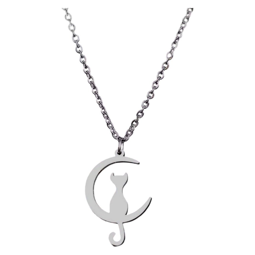 Cat Moon Pendant - Happy Little Kitty