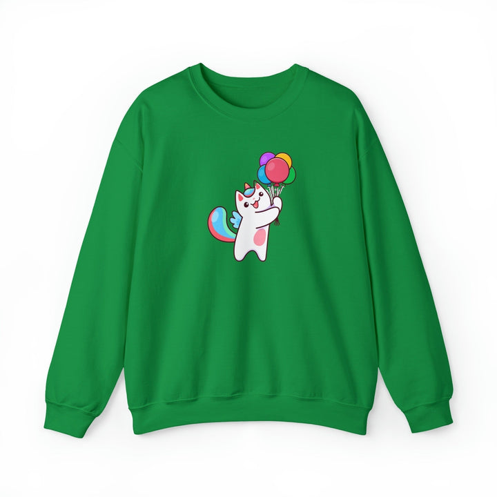 Caticorn and Balloons Crewneck Sweatshirt - Happy Little Kitty
