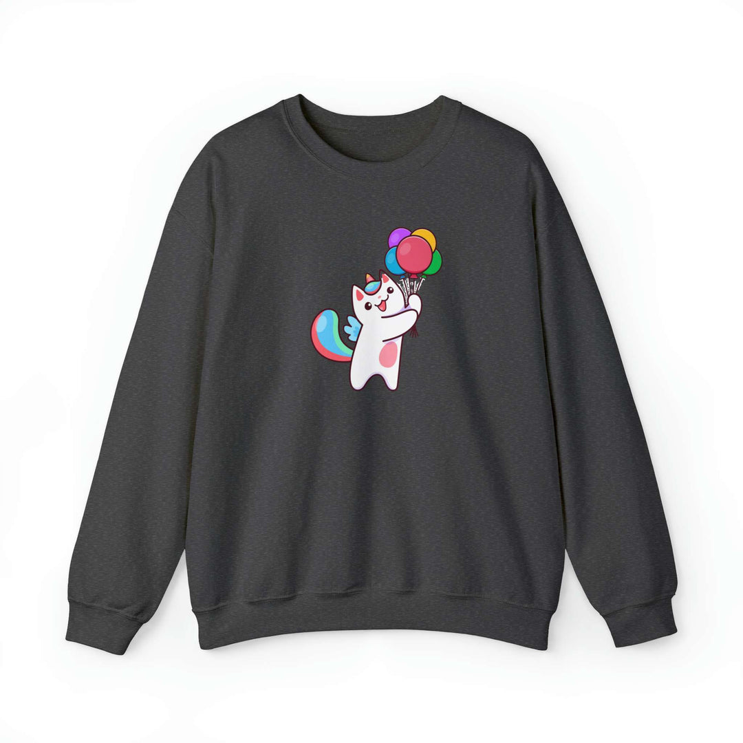 Caticorn and Balloons Crewneck Sweatshirt - Happy Little Kitty