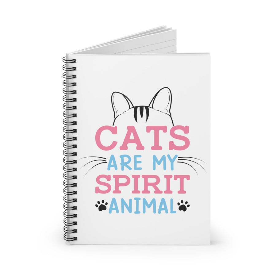 Cats Are My Spirit Animal Spiral Notebook - Happy Little Kitty