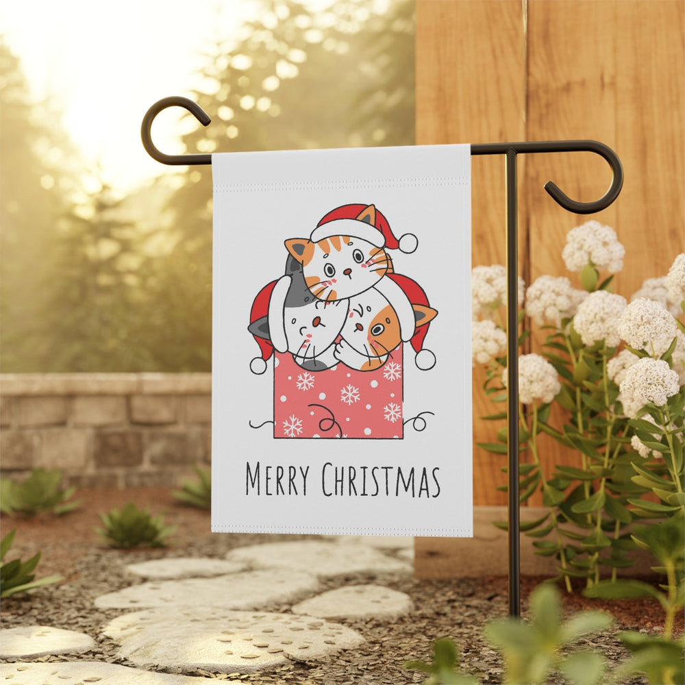 Cheerful Christmas Cats Garden & House Banner - Happy Little Kitty