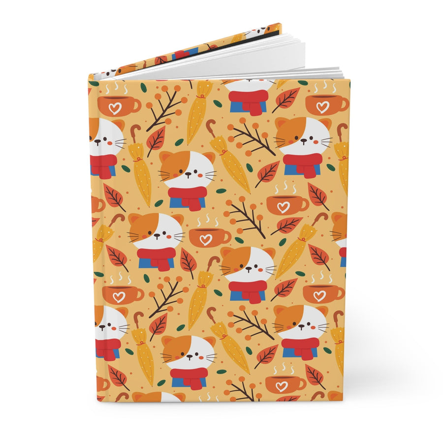Cozy Fall Cat Hardcover Journal - Happy Little Kitty