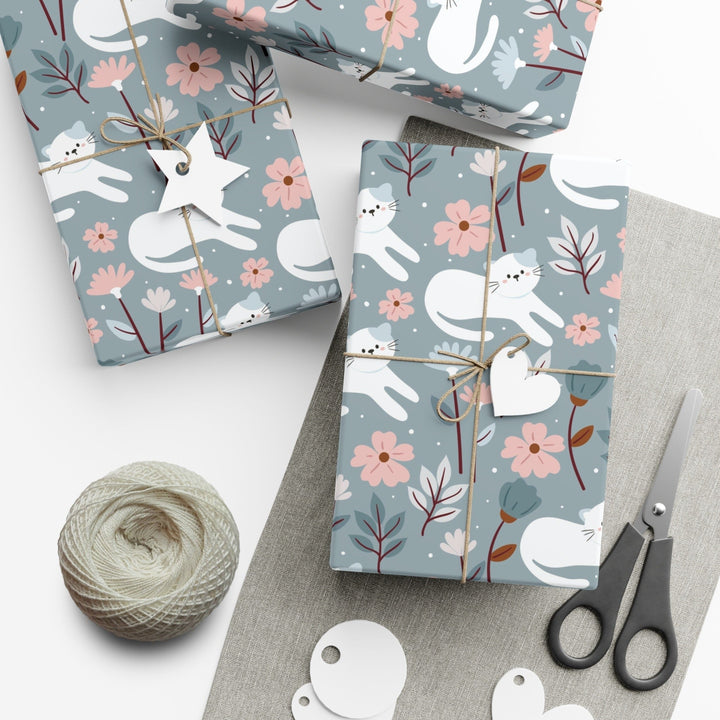Field of Flowers Cat Gift Wrap - Happy Little Kitty