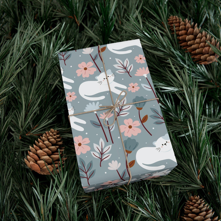 Field of Flowers Cat Gift Wrap - Happy Little Kitty