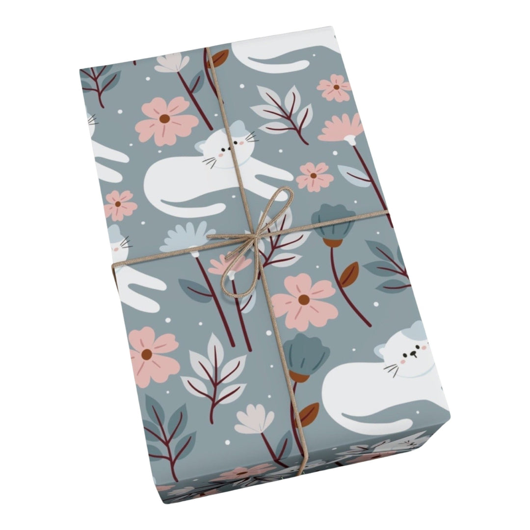 Field of Flowers Cat Gift Wrap - Happy Little Kitty