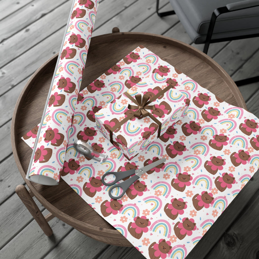 Flower Cat Gift Wrap - Happy Little Kitty