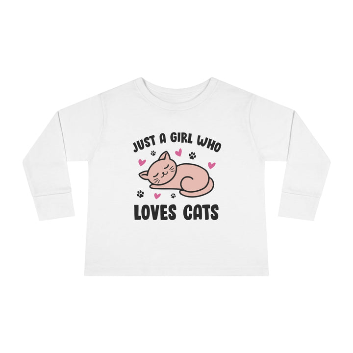 Girl Who Loves Cats Toddler Long Sleeve Tee - Happy Little Kitty