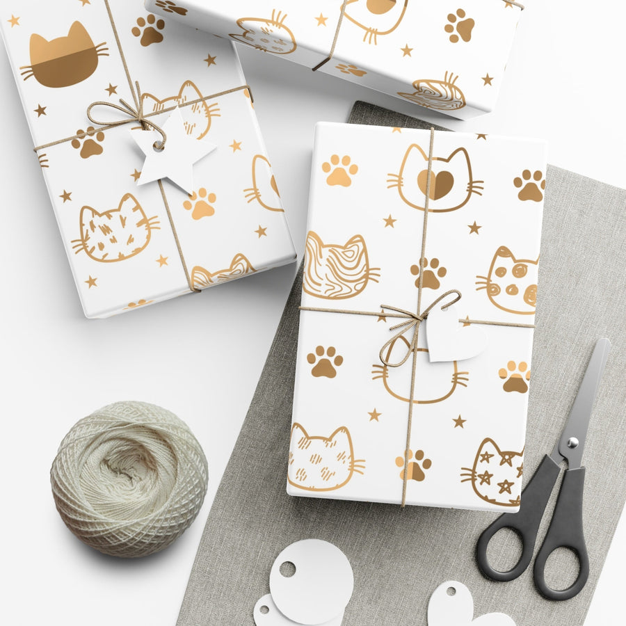 Golden Cat Gift Wrap - Happy Little Kitty