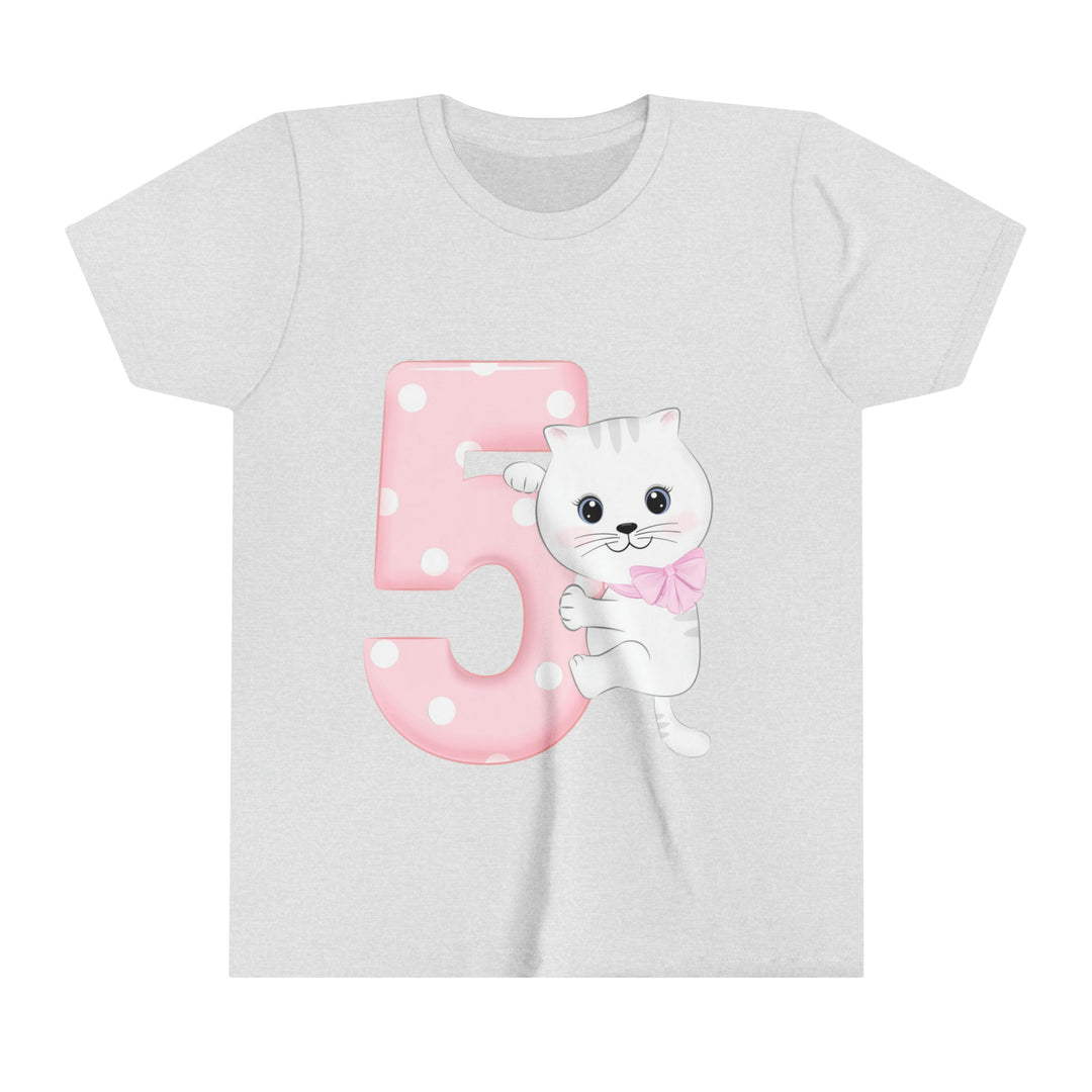 Happy 5th Birthday Cat Youth Short Sleeve T-Shirt - Happy Little Kitty
