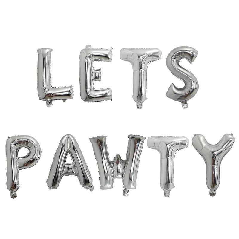 Let's Pawty Party Balloons- Silver - Happy Little Kitty