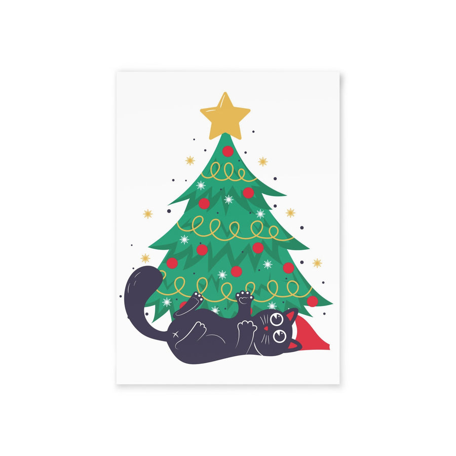 Mischievous Christmas Kitty Greeting Card - Happy Little Kitty