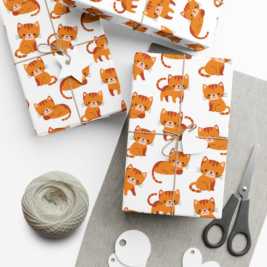 Orange Kitten Gift Wrap - Happy Little Kitty